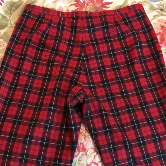 Vtg 90s JONES NY Size 14 Tartan Plaid Stretchy Flat Front HighWaist Snap-Close - Picture 7 of 16